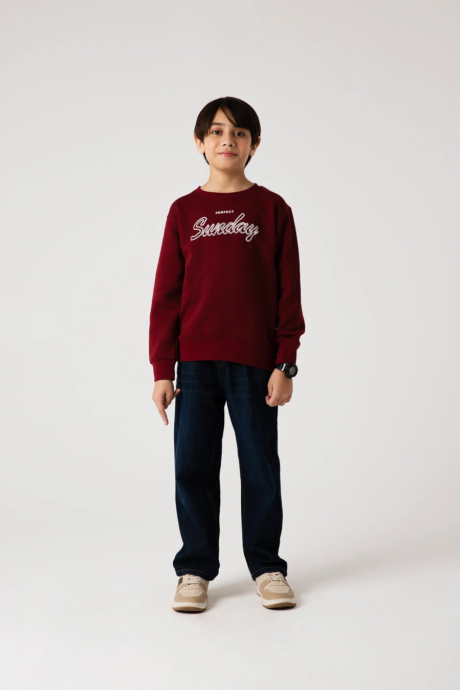 Boys Burgundy Leisure Fleece Sweatshirt