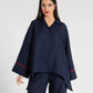 TEXTURED COLLARED A-LINE SHIRT WITH TROUSER