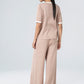 Contrast Piping Sweater Set