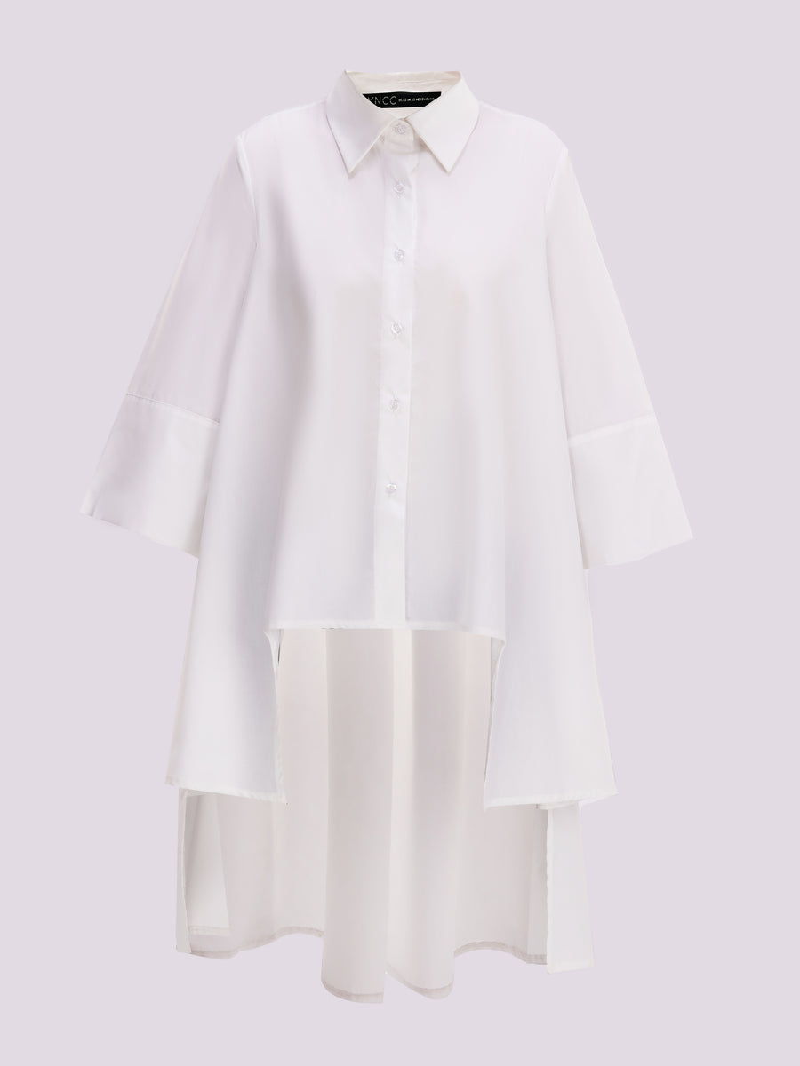 SYNCC BY J. - WHITE OVERSIZED ASYMMETRICAL SHIRT