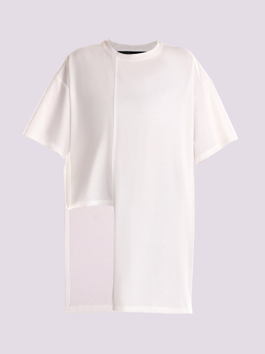 SYNCC BY J. - WHITE ASYMMETRICAL T-SHIRT-05A