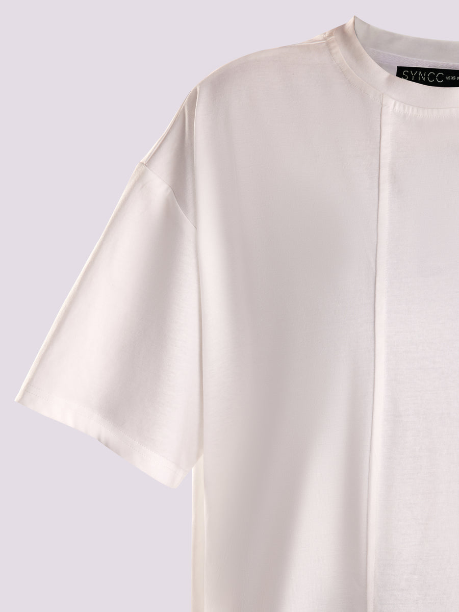 SYNCC BY J. - WHITE ASYMMETRICAL T-SHIRT-05A