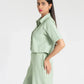 JACQUARD PANELED CROPPED SHIRT