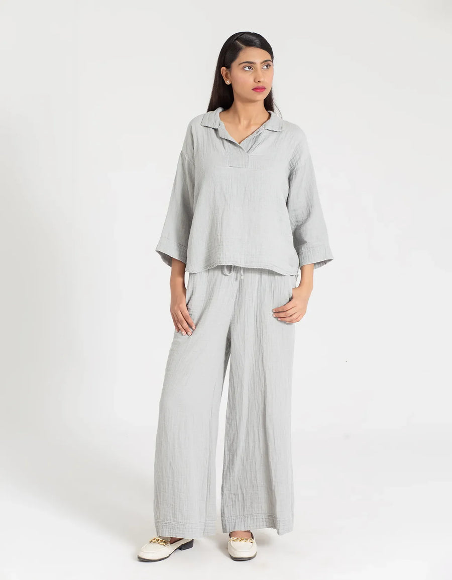 MUSLIN JHONNY COLLAR SHIRT