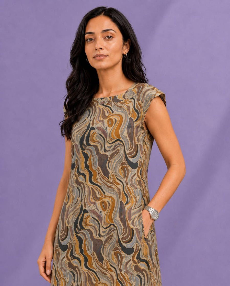 WOMEN ABSTRACT MIDI DRESS