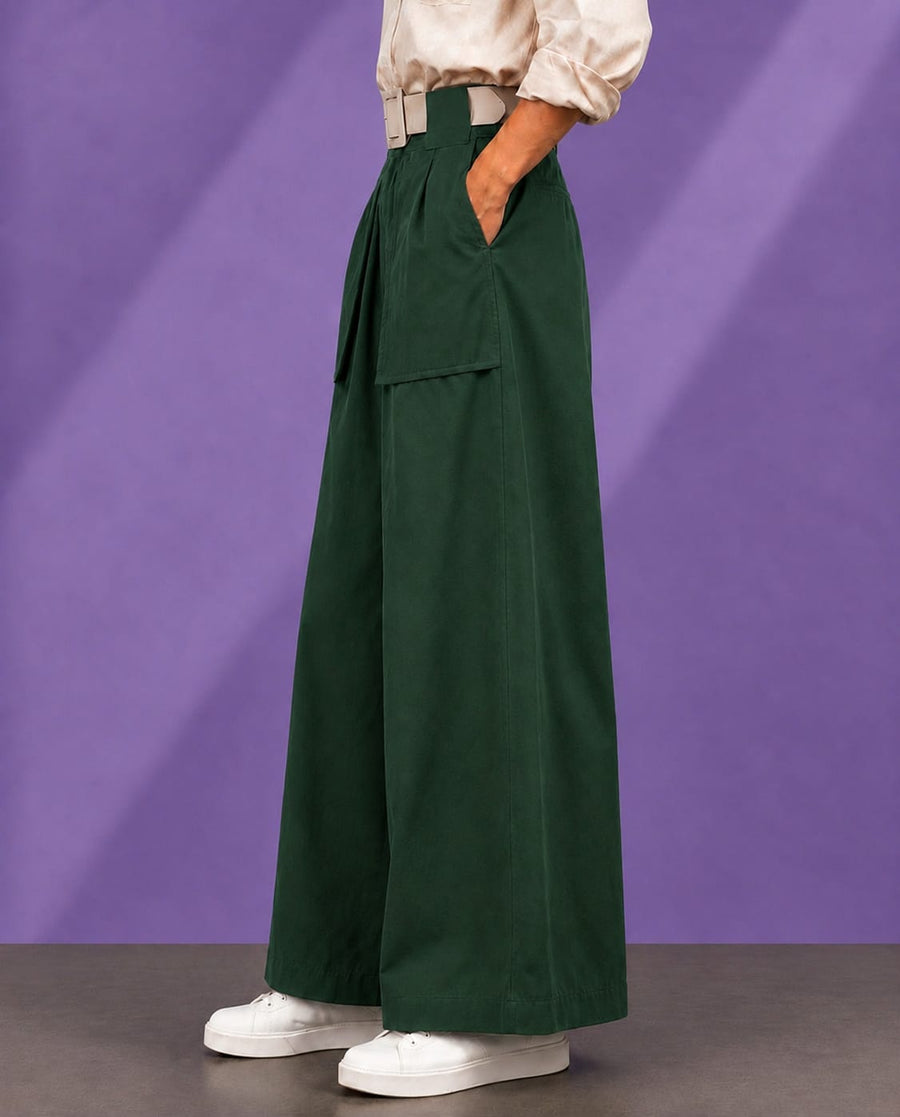 RELAXED FIT WIDE LEG PANTS