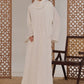 White Leaf Petal Embroidered Abaya