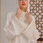 White Leaf Petal Embroidered Abaya
