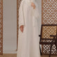 White Leaf Petal Embroidered Abaya