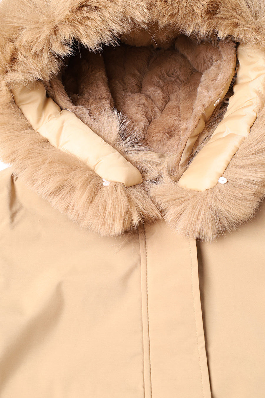 Women Camel Puffer Jacket With Hood
