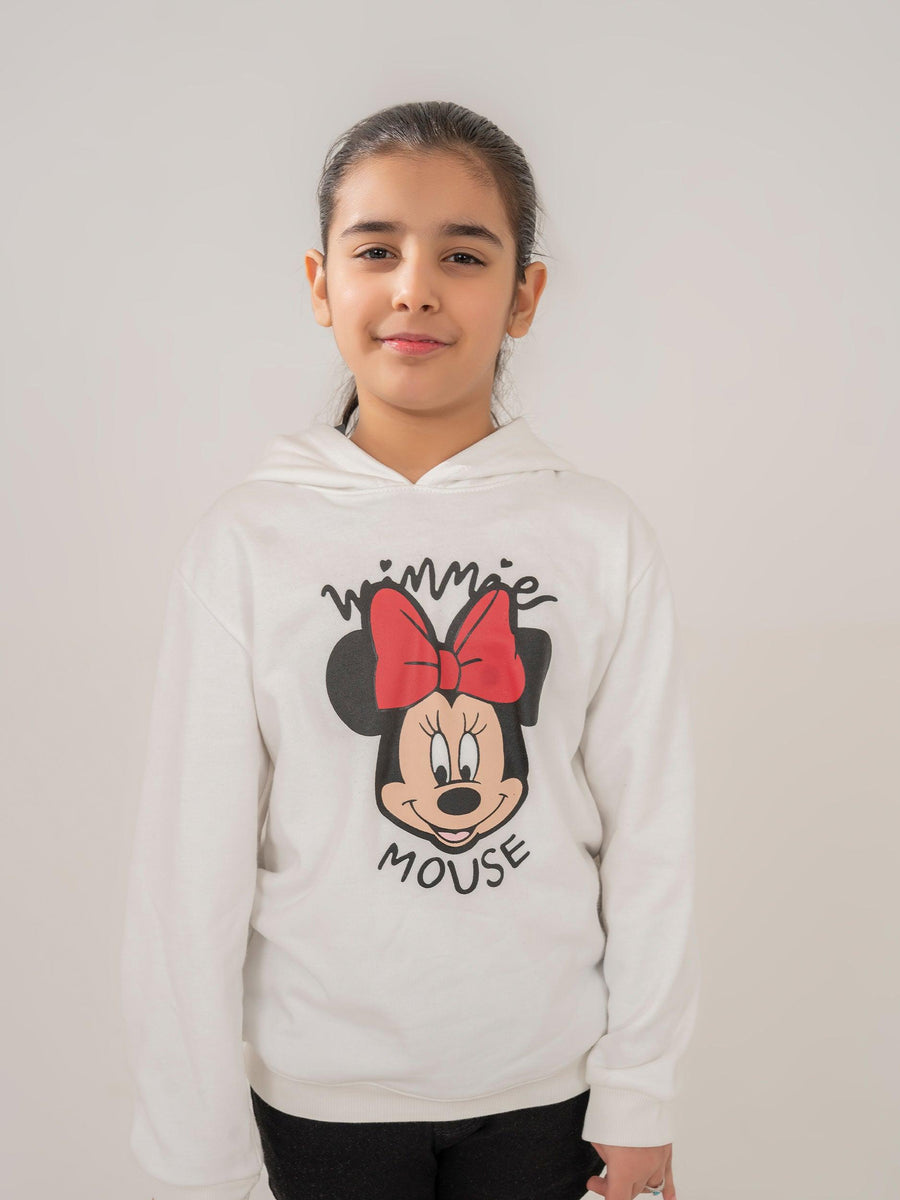 GIRLS WHITE FLEECE HOODIE