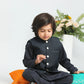 Charcoal Grey Kurta Trouser with Suiting Waistcoat - Kids