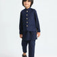 Navy Blue Kurta Trouser with Suiting Waistcoat - Kids