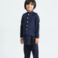 Navy Blue Kurta Trouser with Suiting Waistcoat - Kids
