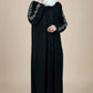 Ancient Pattern Embroidered Gathered Abaya