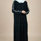 Ancient Pattern Embroidered Gathered Abaya