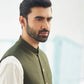 Army Green Suiting Waistcoat - Round Cut - Men