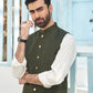 Army Green Suiting Waistcoat - Round Cut - Men