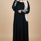 Black Beaded Fixed Baggy Abaya