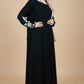 Black Beaded Fixed Baggy Abaya
