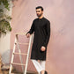 Black Cotton Kurta Trouser - Men