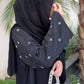 Black Half Drop Beaded Abaya