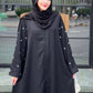 Black Half Drop Beaded Abaya