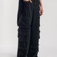 Black Multi Pocket Cargo Jeans Women