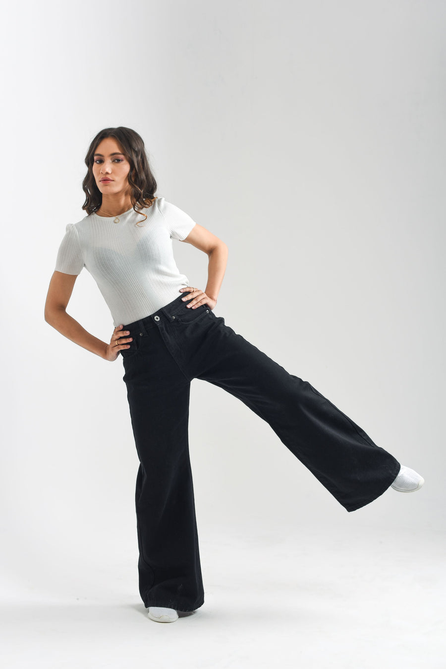 Black Over Dyed Flare Jeans Women