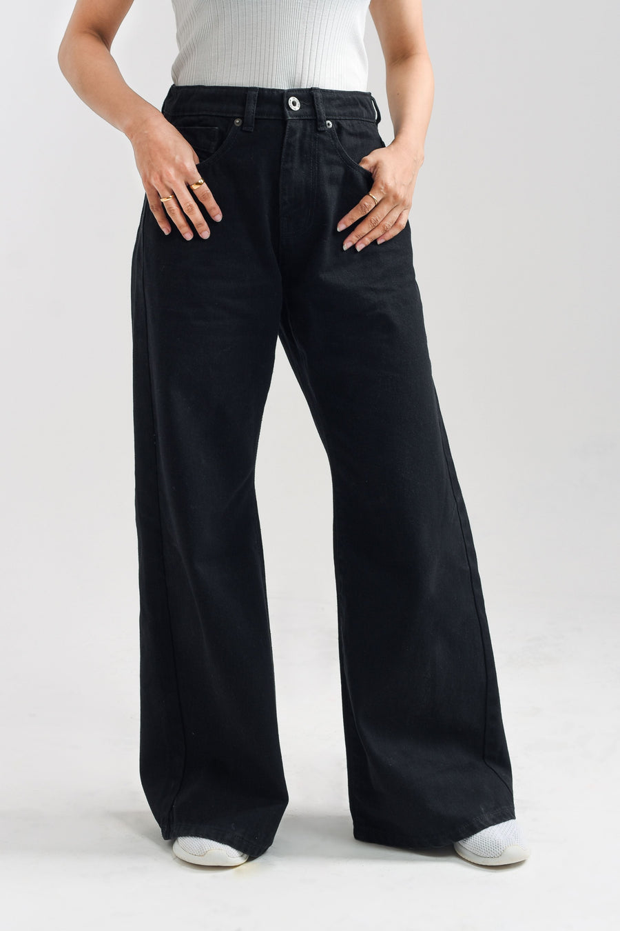 Black Over Dyed Flare Jeans Women