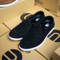 Black Tie Suede Penny Loafers