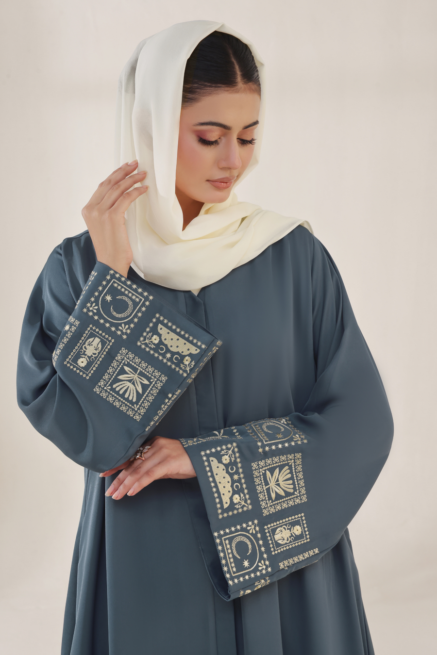 Blue Dianne Embroidered Abaya