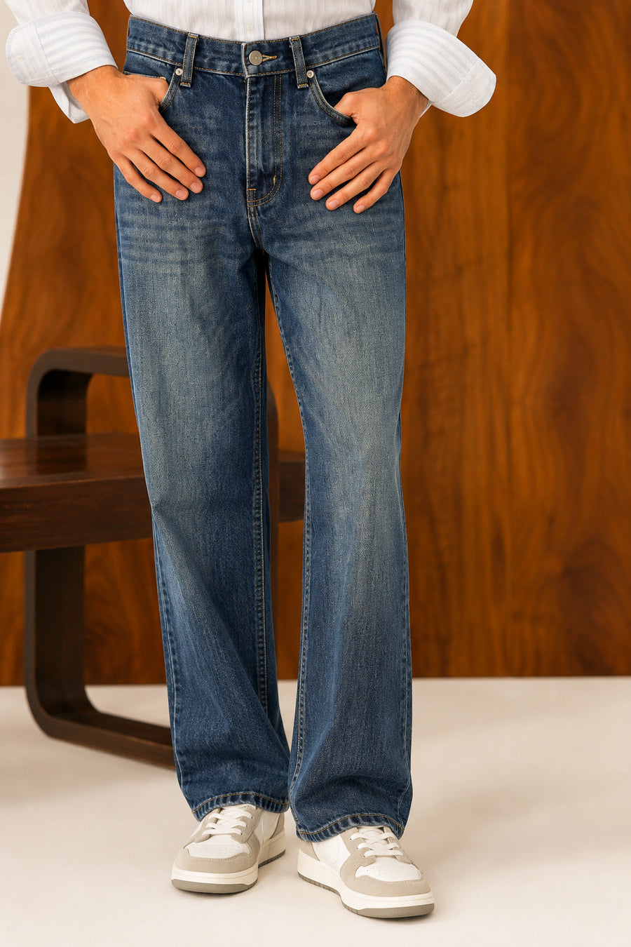 Deep Teal Indigo Straight Fit Denim