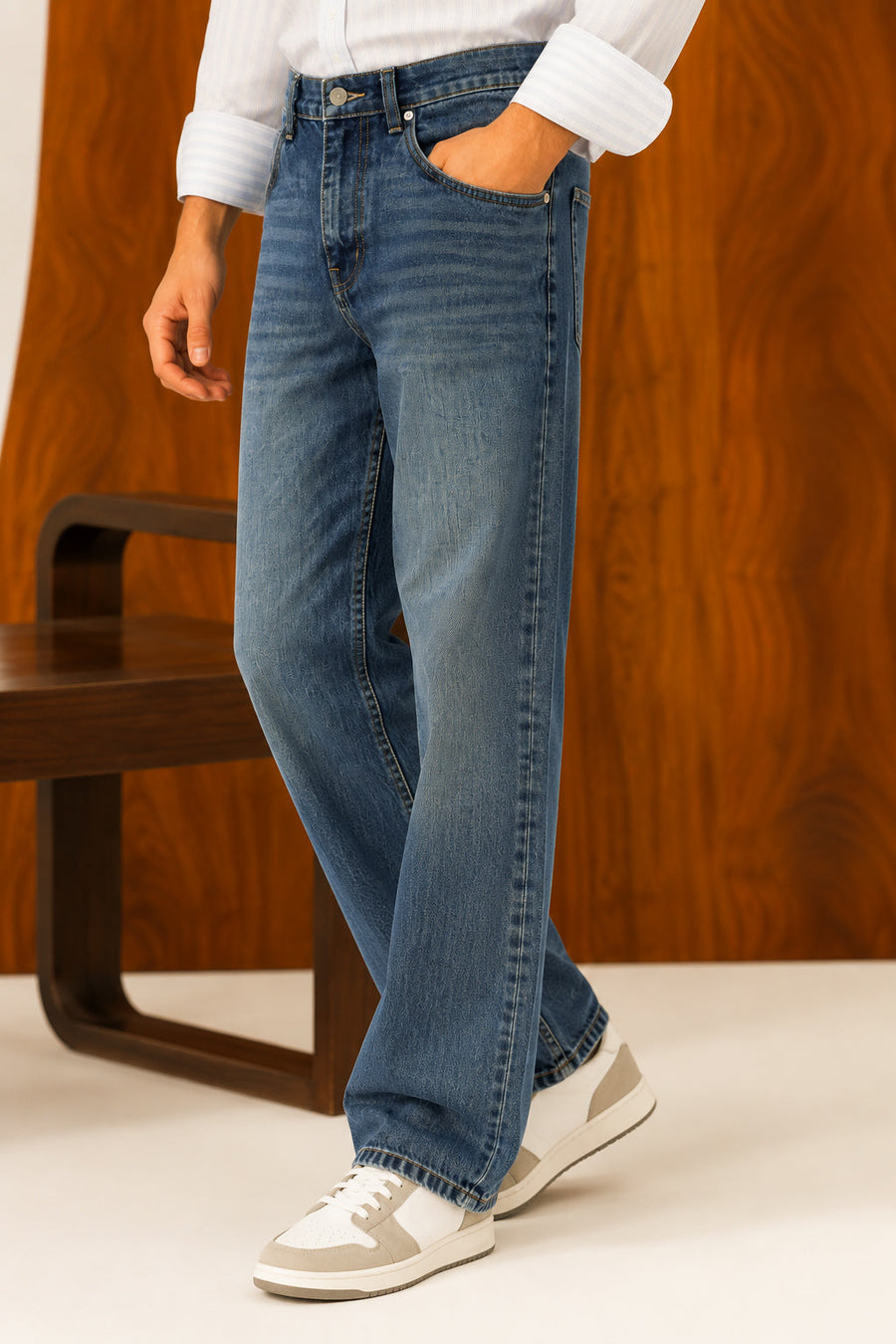 Deep Teal Indigo Straight Fit Denim