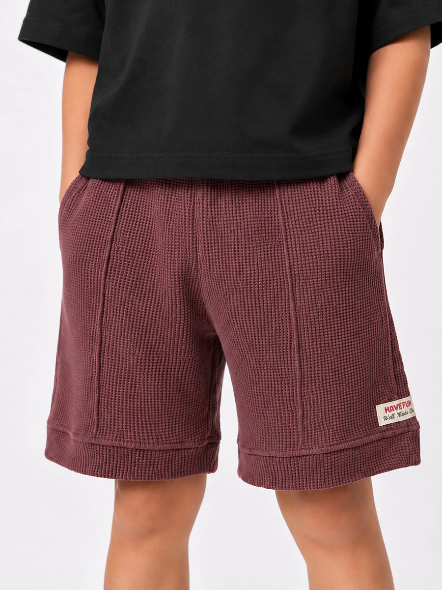 BOYS PANELED WAFFLE SHORTS
