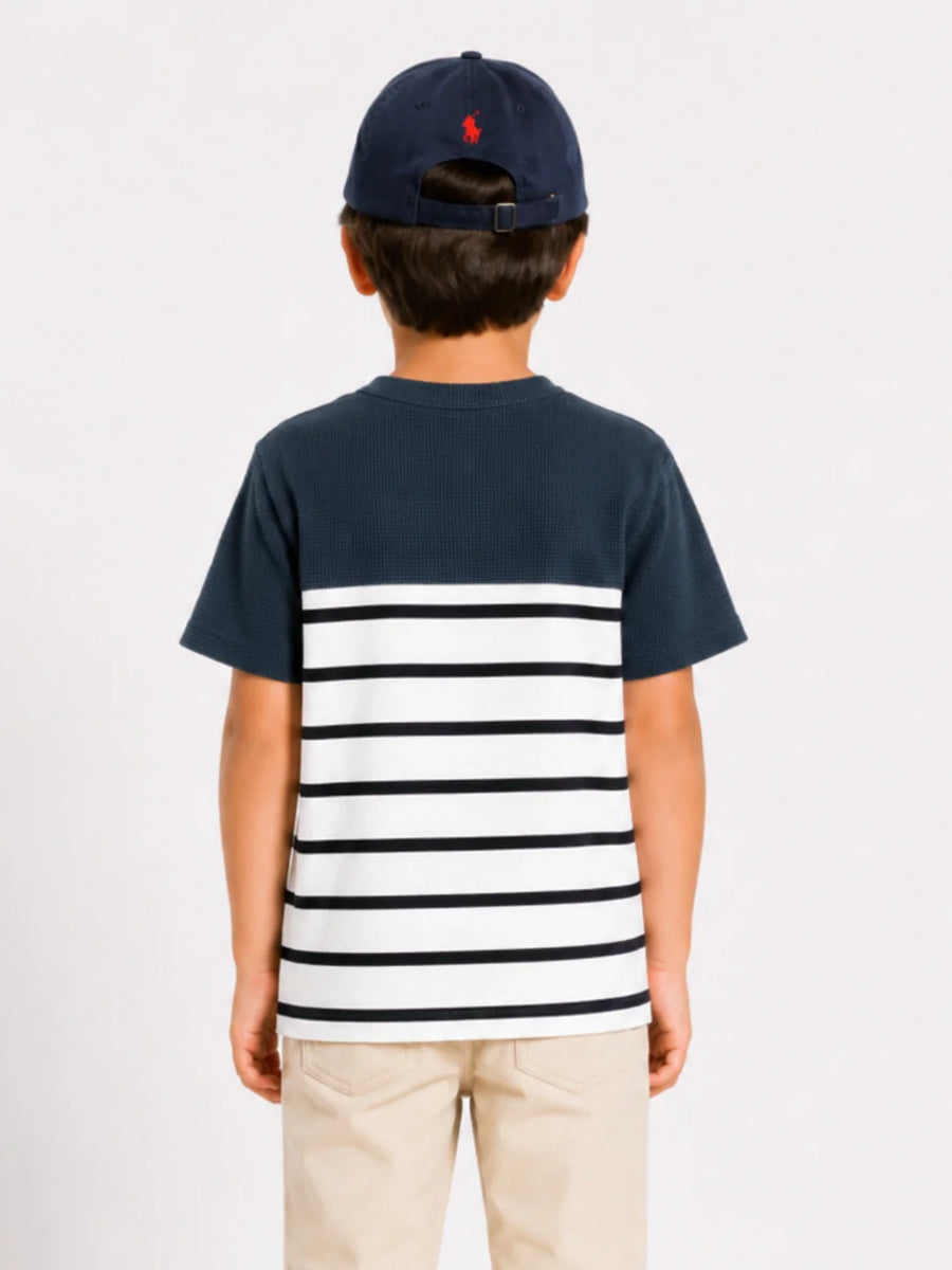 BOYS TEXTURED PANEL STRIPED TEE