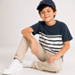 BOYS TEXTURED PANEL STRIPED TEE