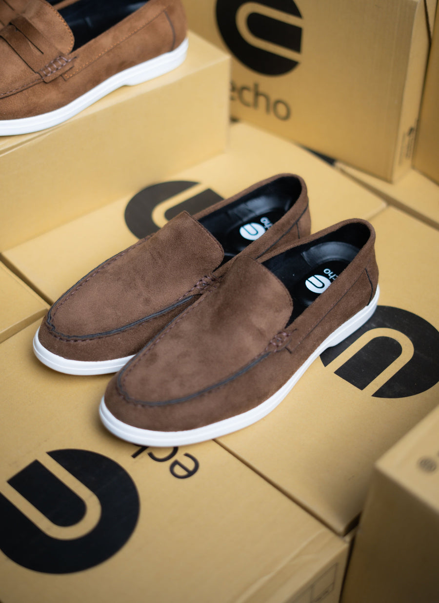 Brown Suede Penny Loafers