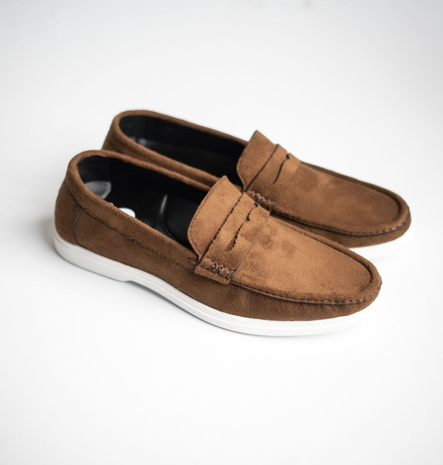 Brown Tie Suede Penny Loafers