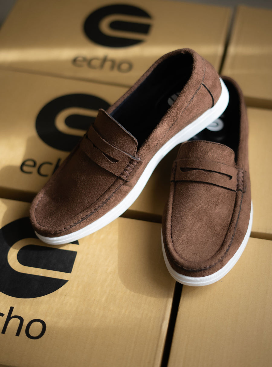 Brown Tie Suede Penny Loafers
