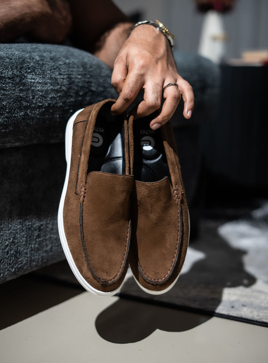 Brown Suede Penny Loafers