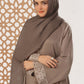 Brown Textured Embroidered Abaya
