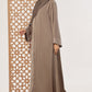 Brown Textured Embroidered Abaya