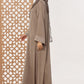 Brown Textured Embroidered Abaya