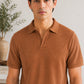 Camel Waffle Johhny Resort Collar Polo - Men