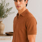 Camel Waffle Johhny Resort Collar Polo - Men