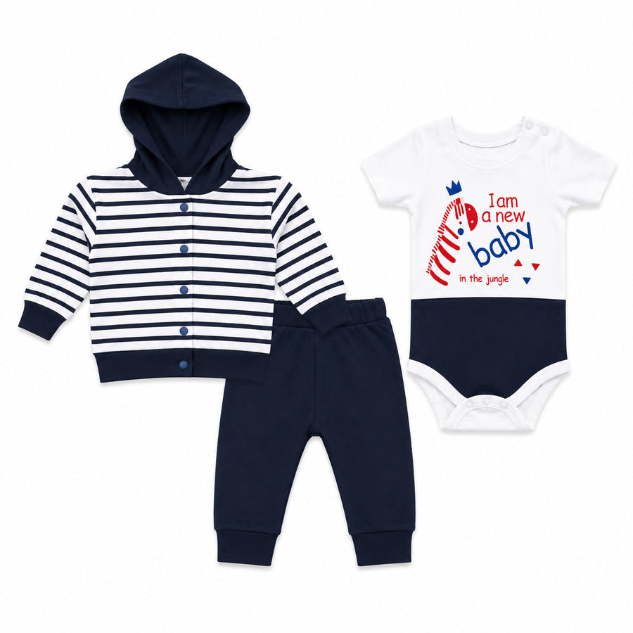 Cross Stripe 3-Piece Unisex Newborn Starter Set