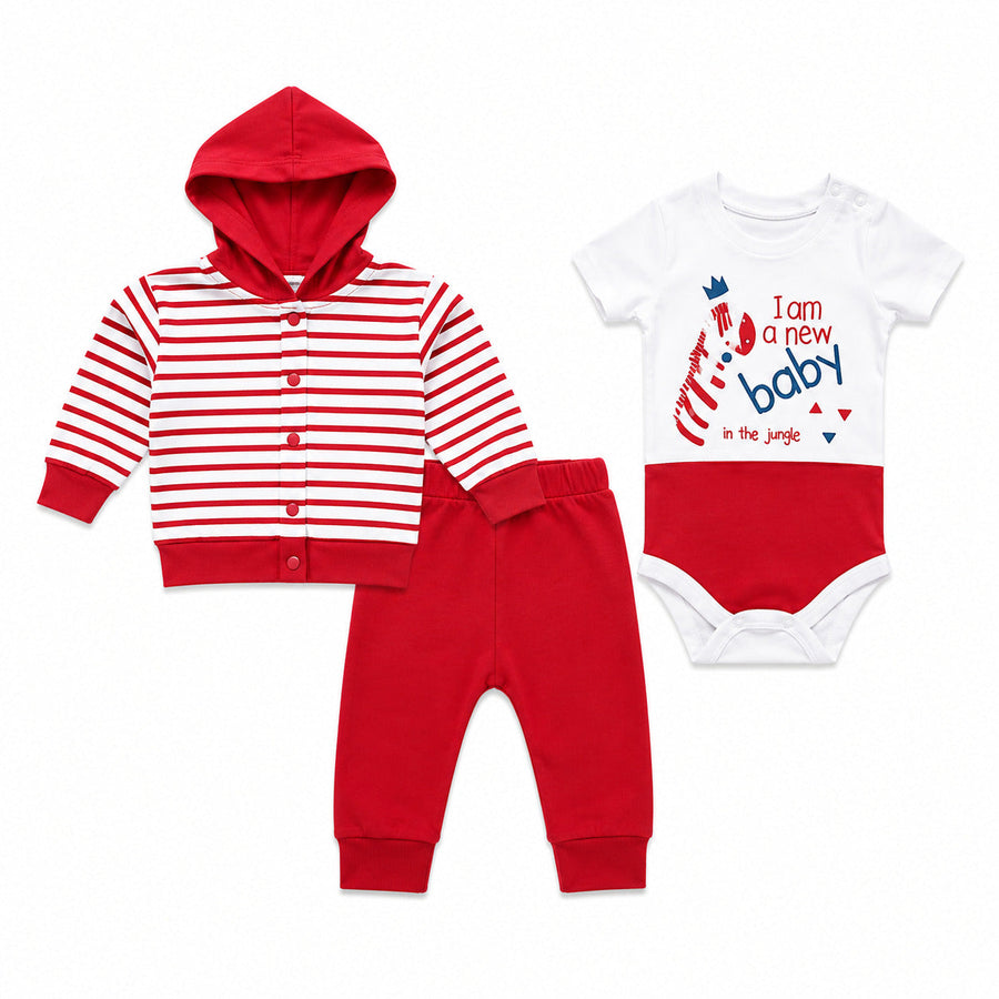 Cross Stripe 3-Piece Unisex Newborn Starter Set