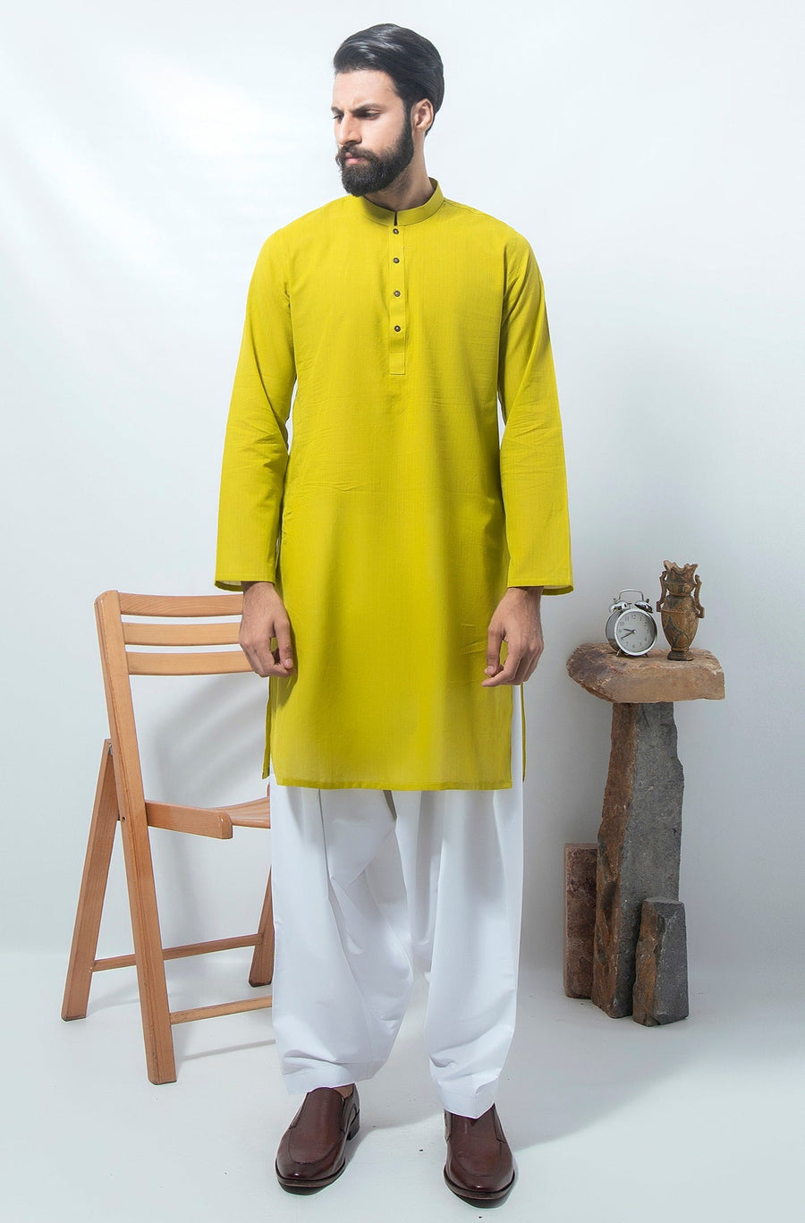 1 Piece Cotton Lime Kurta