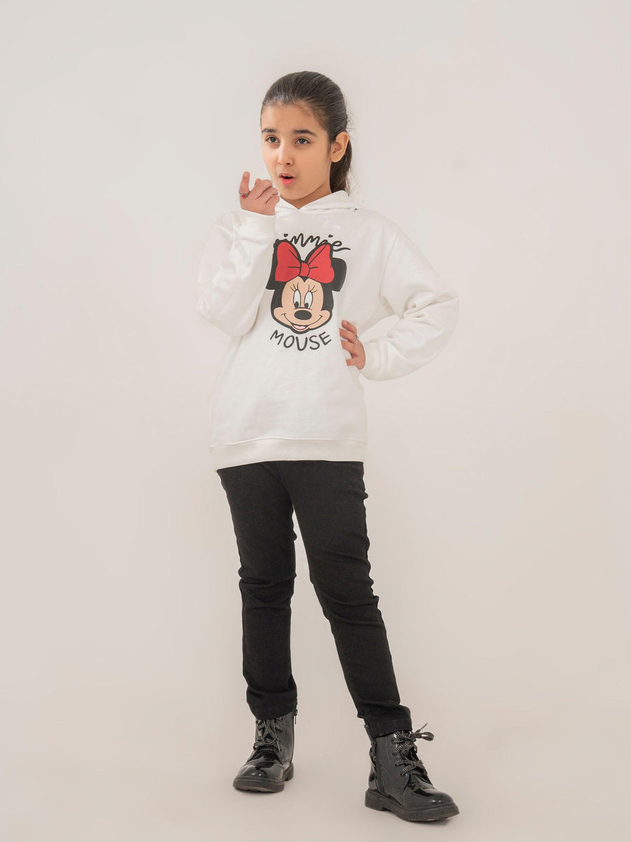 GIRLS WHITE FLEECE HOODIE